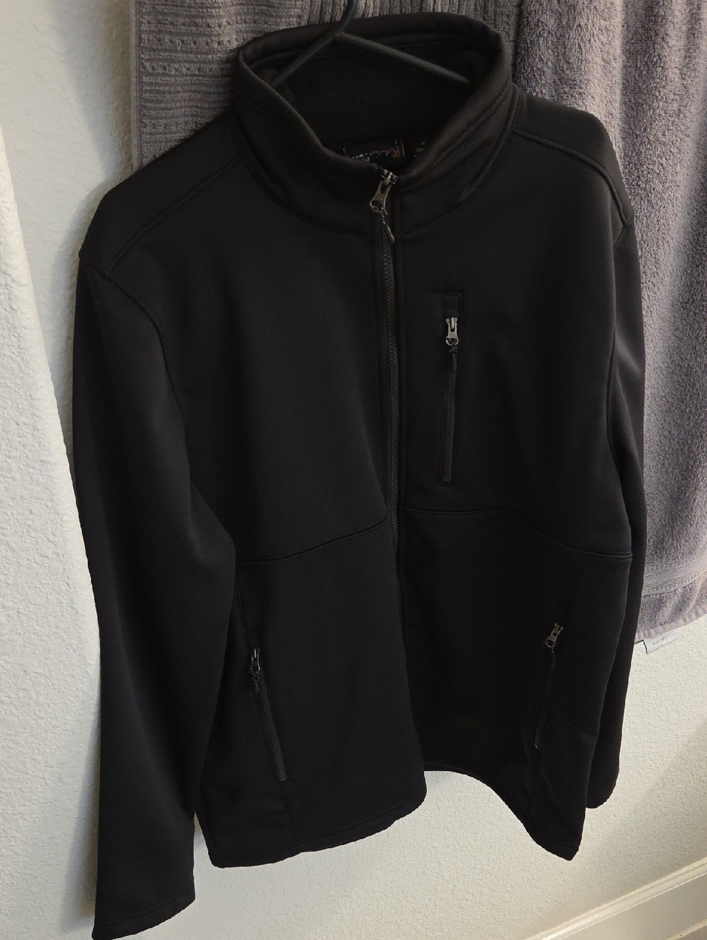 Swiss Tech Black Indoor Fleece Jacket with Subtle Red Logo